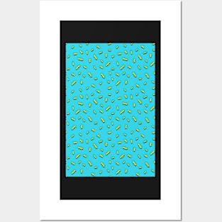 80s wavy sprinkles on blue Posters and Art